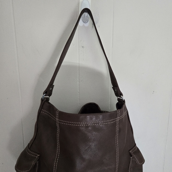 Fossil Brown Pebbled Leather Shoulder Bag Purse - Picture 2 of 11